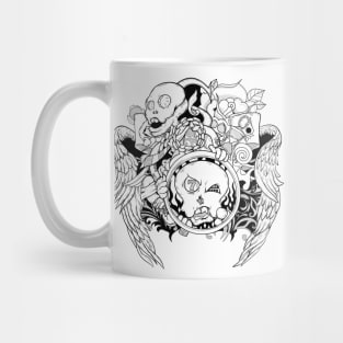 Dope skull characters with wings inking illustration Mug